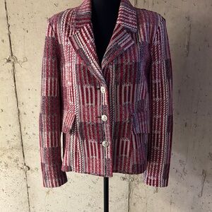 CAbi Red and Black Plaid Blazer